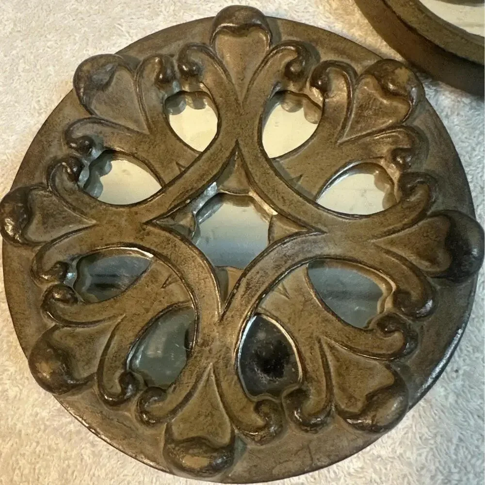 Set Of 6 Celtic Round Rustic Accent Mirror 3 Different Styles Mix & Match - 6